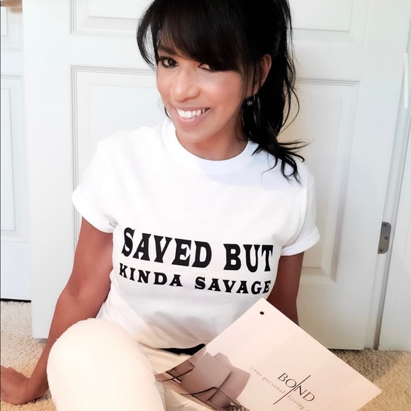 ‼️LAST ONE‼️  SAVED BUT KINDA SAVAGE💝 TSHIRT - Picture 1 of 2